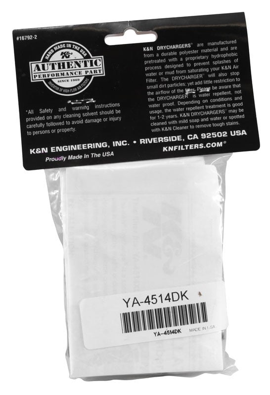 K&N Engineering K&N Drycharger Wrap Black 7.313in L 7.25in W 1.313in H YA-4514DK