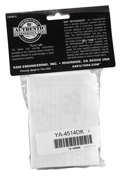 K&N Engineering K&N Drycharger Wrap Black 7.313in L 7.25in W 1.313in H YA-4514DK