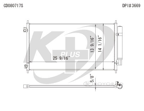 Koyorad A/C Condenser  top view frsport CD080717S