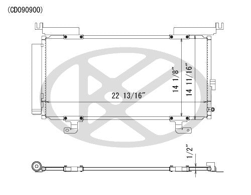 Koyorad A/C Condenser  top view frsport CD090900