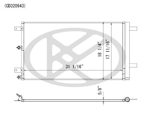 Koyorad A/C Condenser  top view frsport CD320943