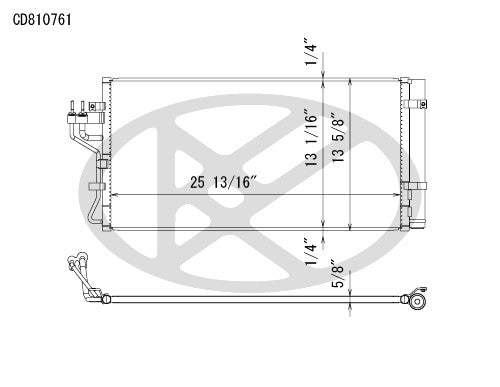 Koyorad A/C Condenser  top view frsport CD810761