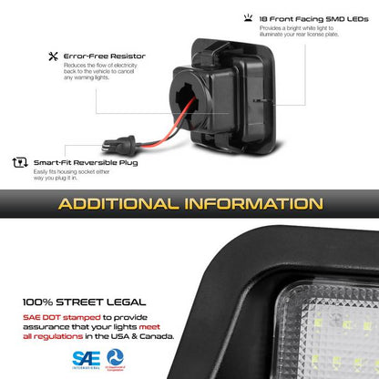 SPYDER Xtune 05-18 Ford F150 T10 Connector LED License Plate Bulb Assembly White 5500K LAC-LP-FF15015 -Pair 9045158