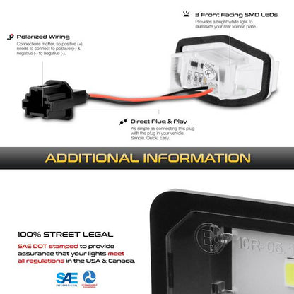 SPYDER Xtune 01-15 Honda Civic LED License Plate Bulb Assembly White 5500K LAC-LP-HA03 - Pair 9044991