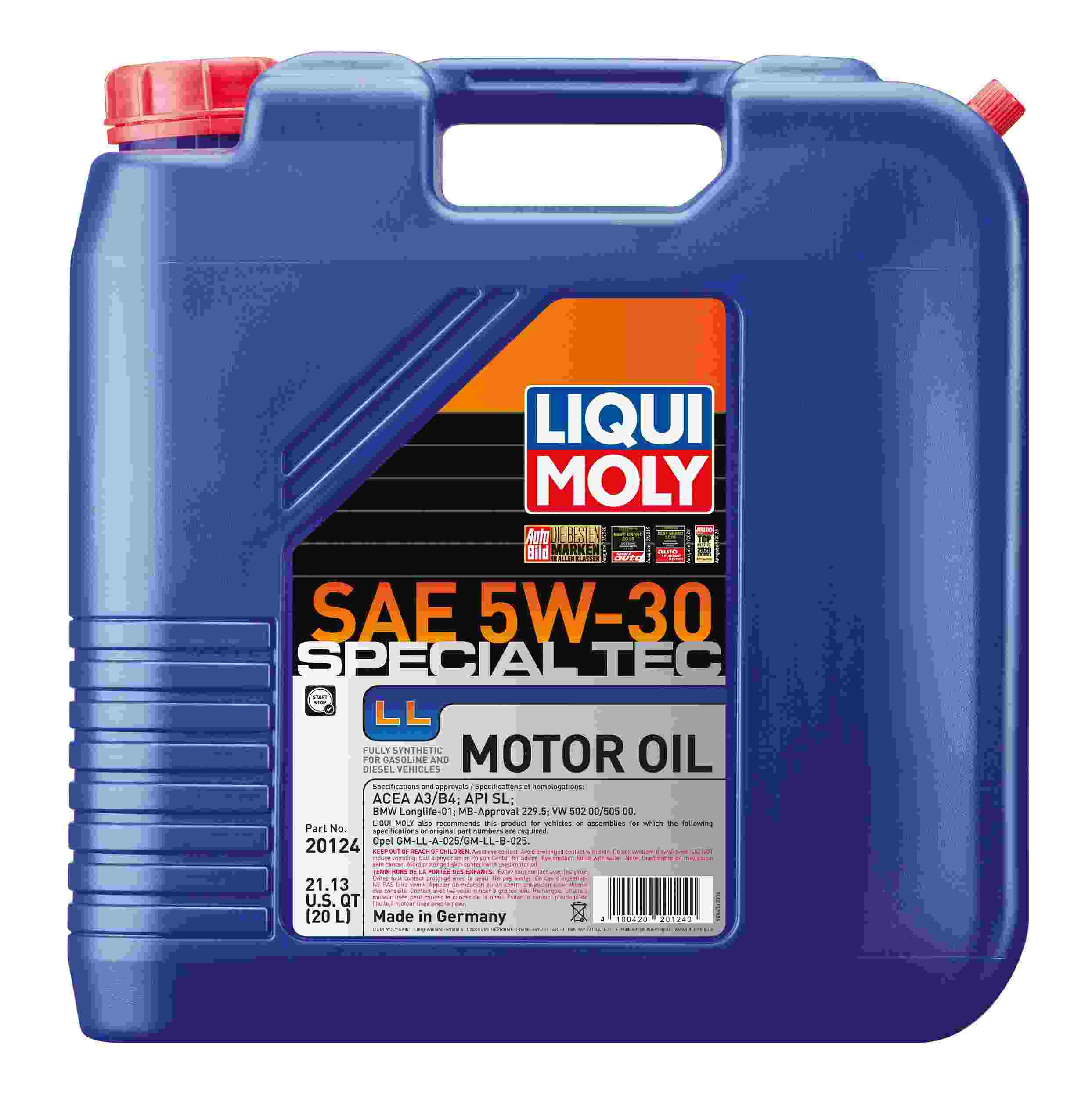 LIQUI MOLY 20L Special Tec LL Motor Oil SAE 5W30 20124