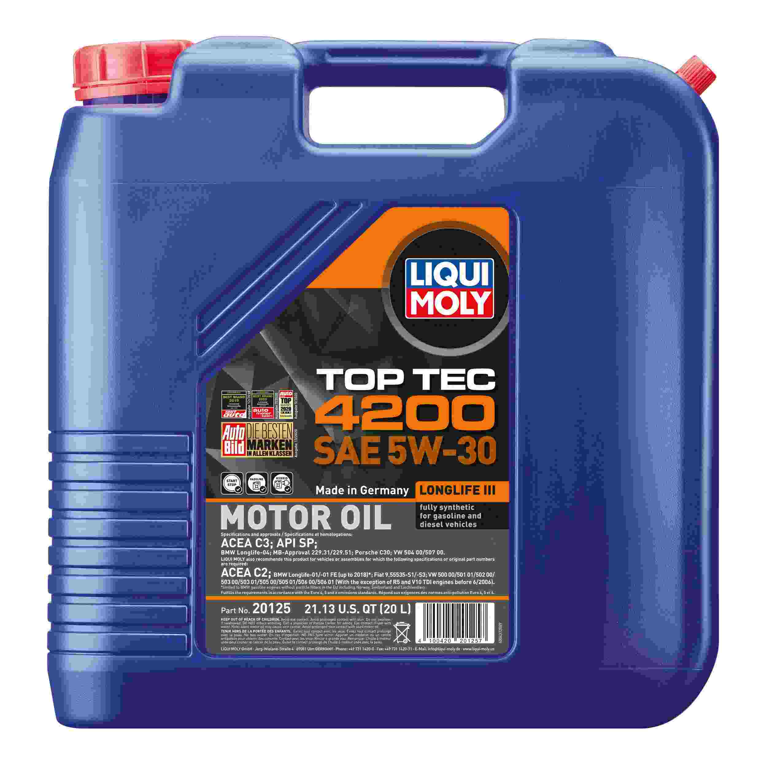 LIQUI MOLY 20L Top Tec 4200 New Generation Motor Oil SAE 5W30 20125
