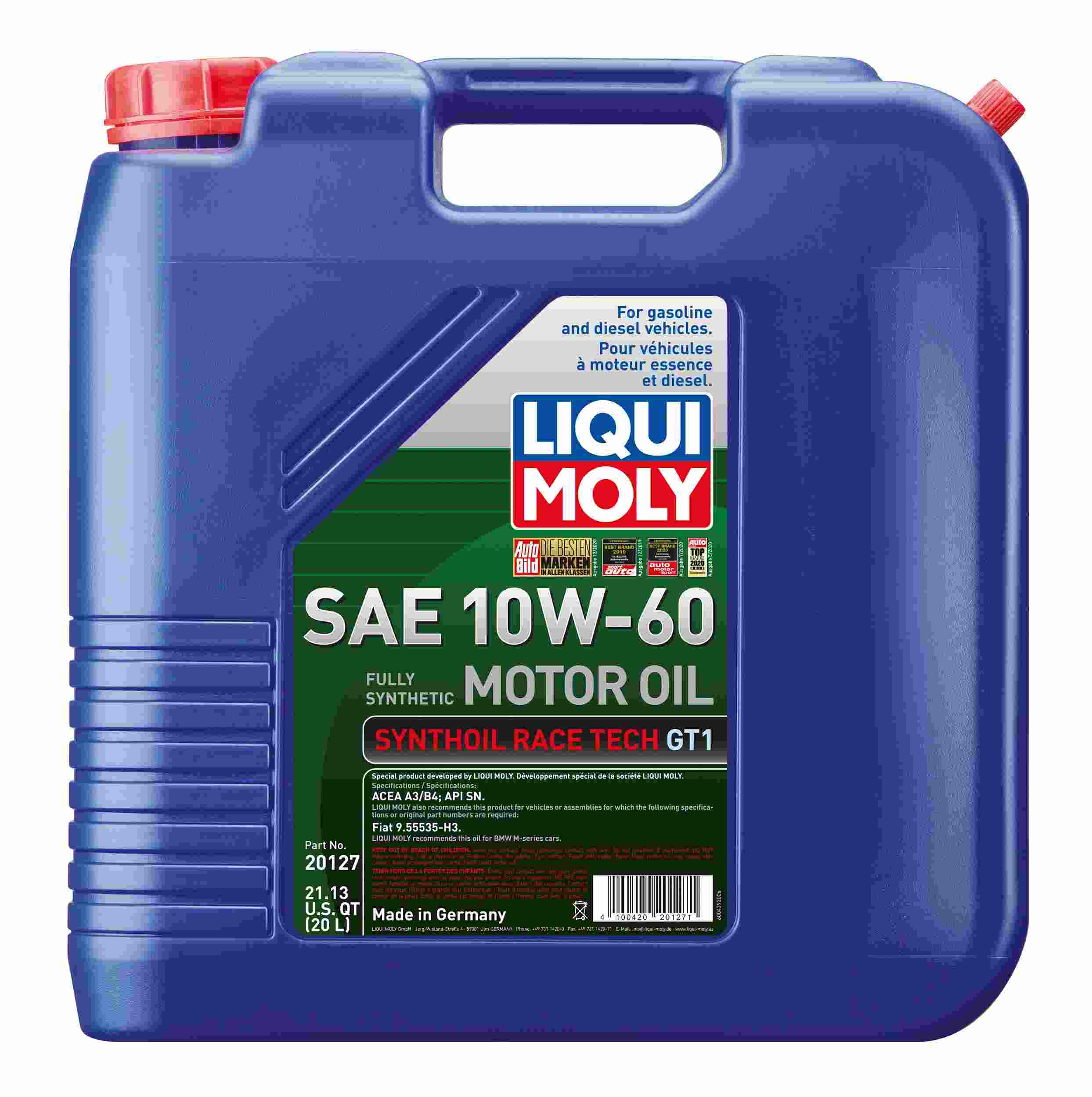LIQUI MOLY 20L Synthoil Race Tech GT1 Motor Oil SAE 10W60 20127