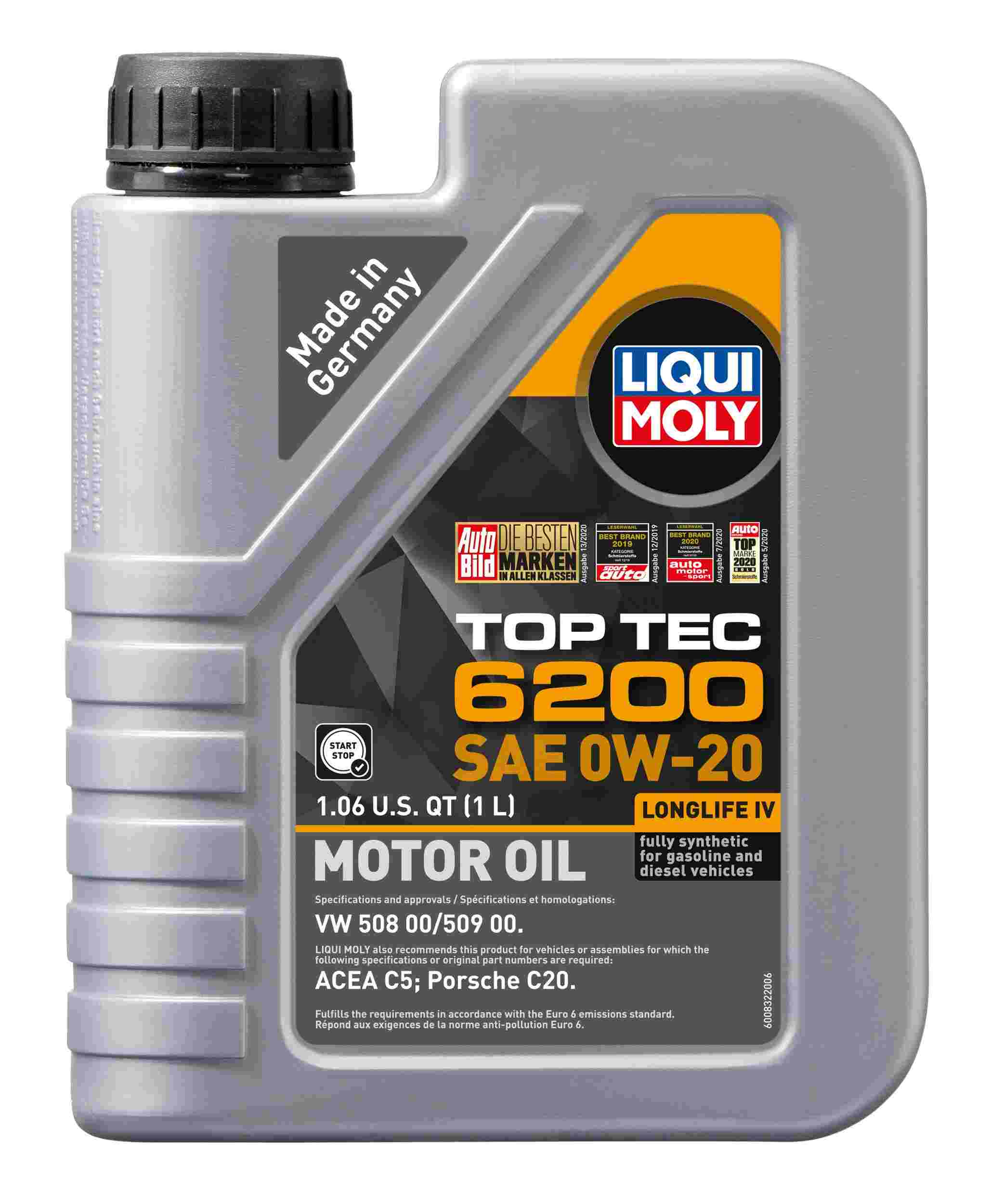 LIQUI MOLY 1L Top Tec 6200 Motor Oil 0W20 20236