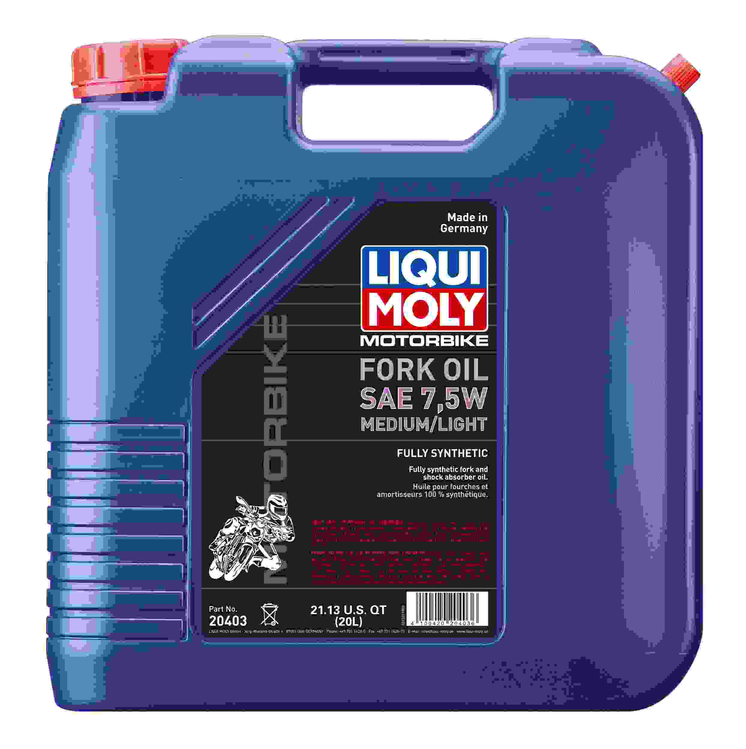 LIQUI MOLY 20L Motorbike Fork Oil SAE 7.5W Medium/Light 20403