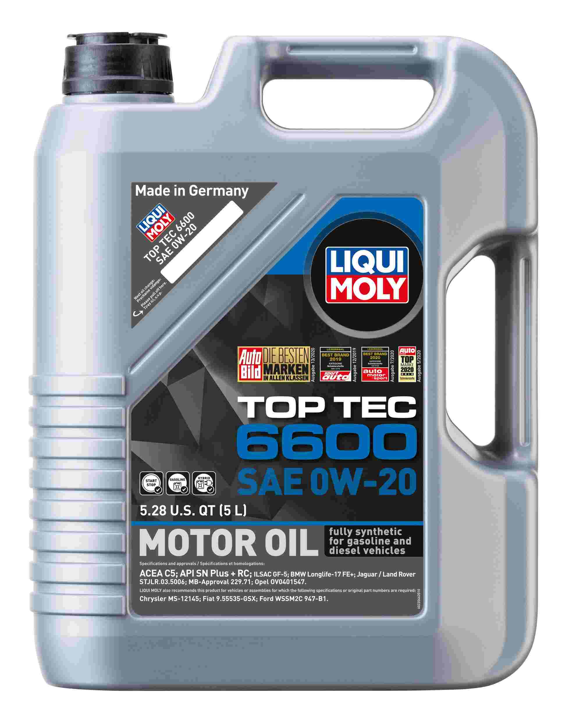 LIQUI MOLY 5L Top Tec 6600 Motor Oil SAE 0W20 22046