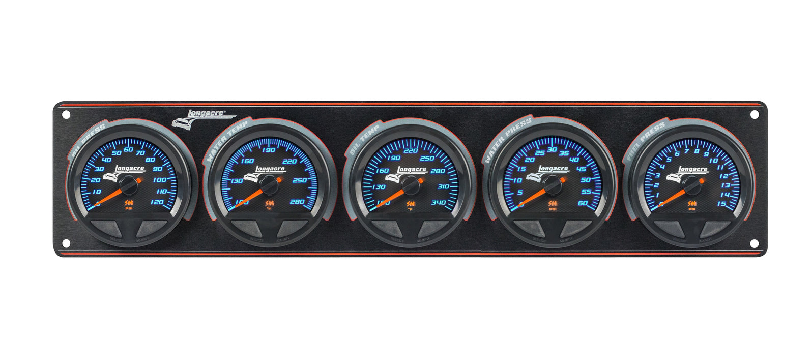 Longacre Waterproof SMI 5 Gauge Panel OP/WT/OT/WP/FP Gauge Kits Analog Gauge Kits main image