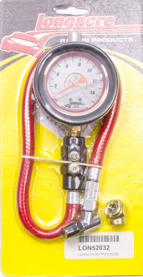 Longacre Tire Gauge 0-15PSI 2.5in GID Dual Bleed Wheel and Tire Tools Tire Pressure Gauges main image