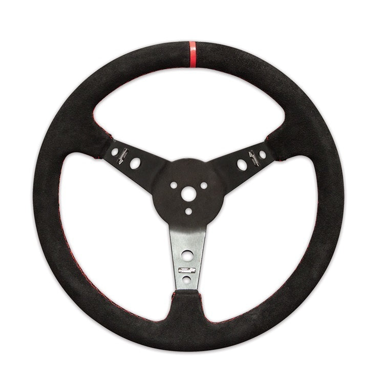 Longacre Steering Wheel 15in Dished Suede Blk Spokes Steering Wheels and Components Steering Wheels and Components main image