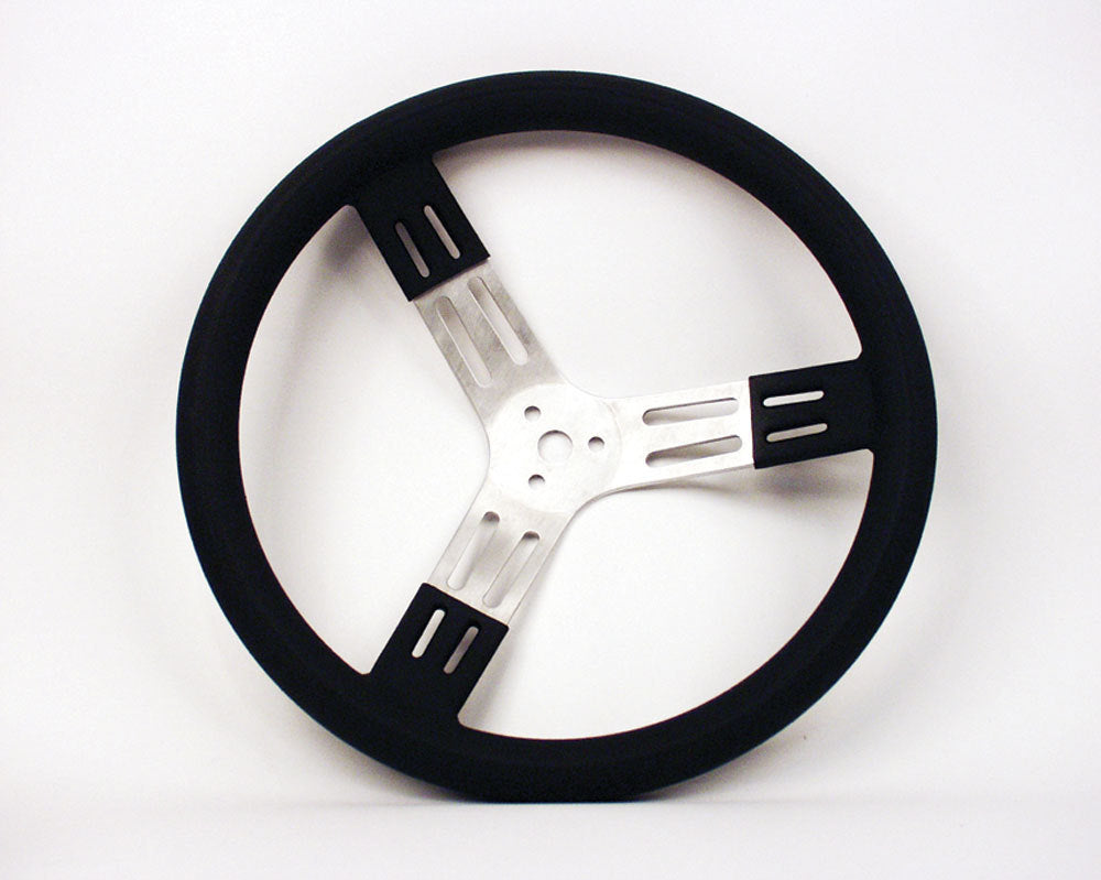 Longacre 15in Steering Wheel Blk Alum Smooth Grip Steering Wheels and Components Steering Wheels and Components main image