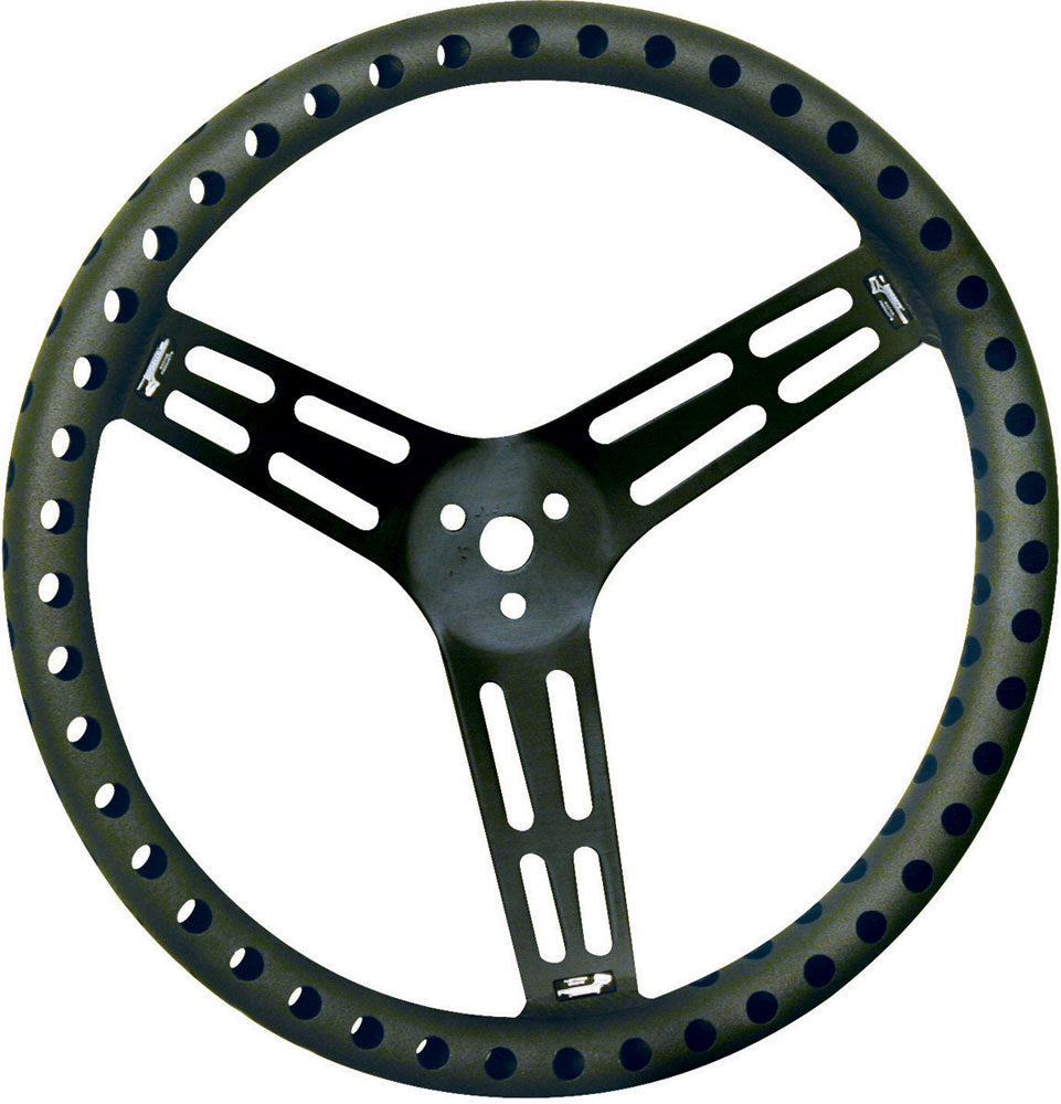 Longacre Steering Wheel 15in Dished Drilled Black Steering Wheels and Components Steering Wheels and Components main image