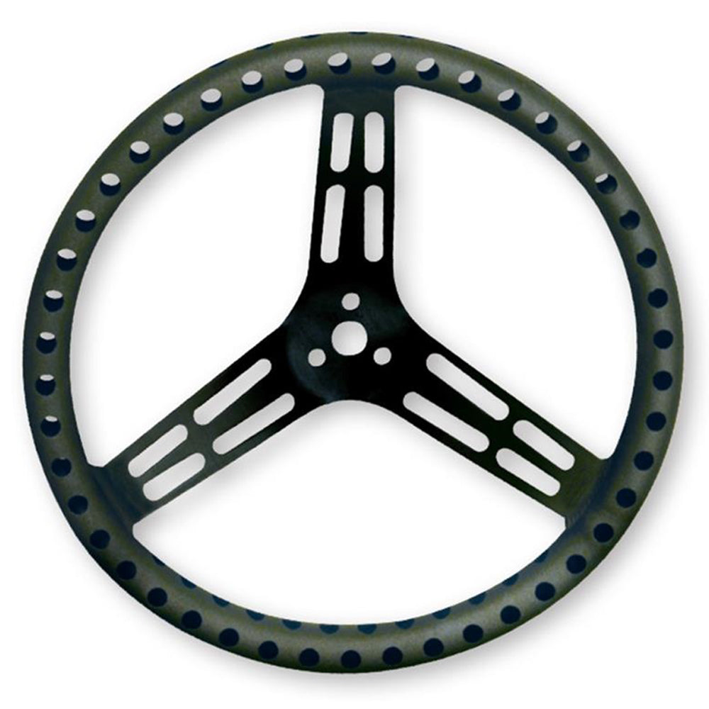 Longacre Steering Wheel 15in Flat Drilled Black Steering Wheels and Components Steering Wheels and Components main image