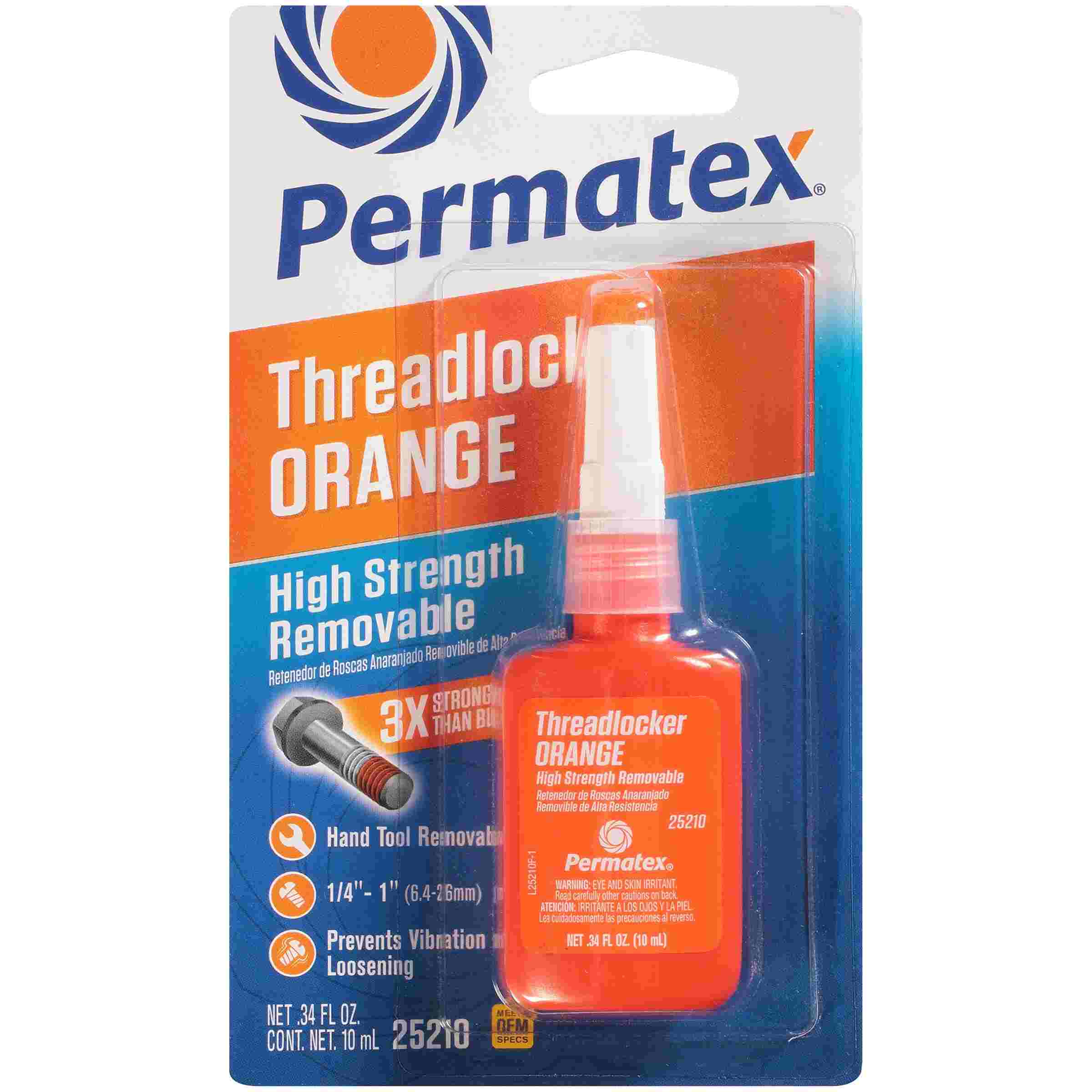 Permatex High Strength Removable Orange Threadlocker 10ml PEX25210