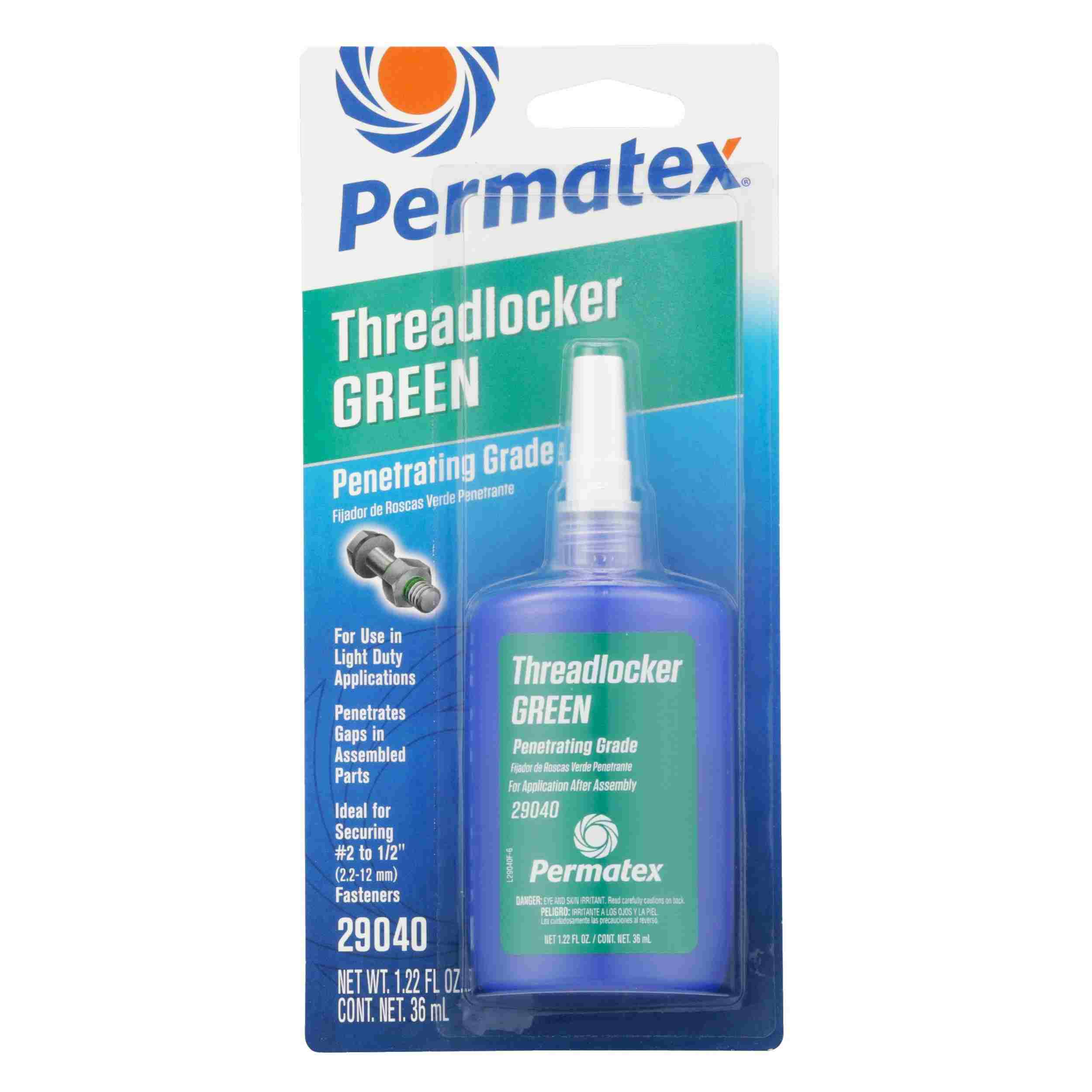 Permatex  Penetrating Grade Threadlocker Green ,  36 mL bottle, carded,