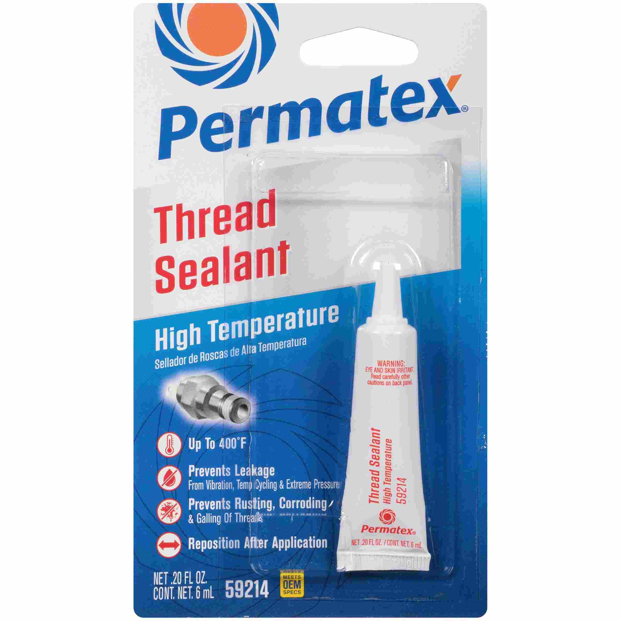 Permatex High Temperature Thread Sealant, 6 mL tube, carded, Each