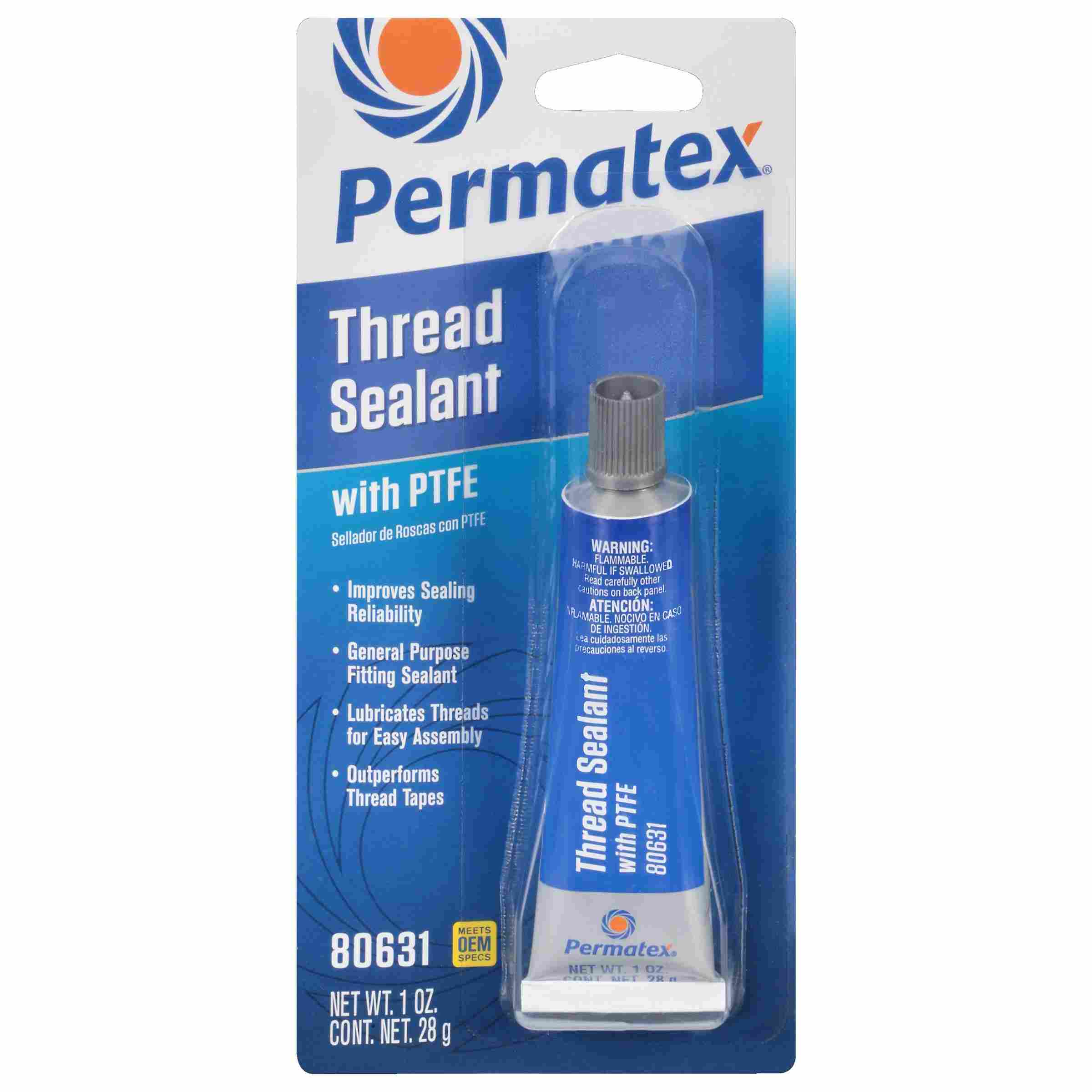 Permatex Thread Sealant with PTFE, 1 oz tube, carded, Each