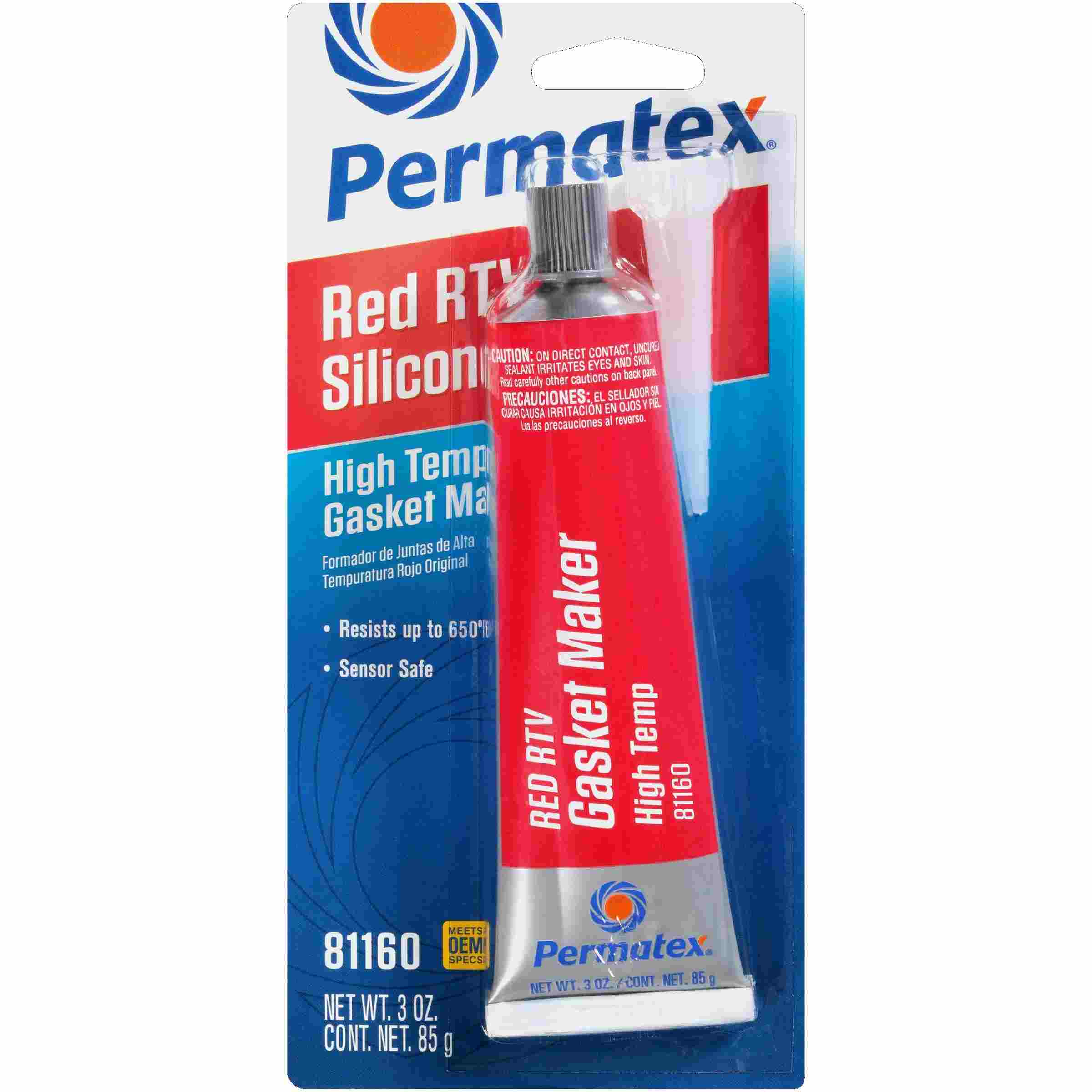 Permatex Hi Temp Red RTV Silicone Gasket Maker,  3 oz tube, carded
