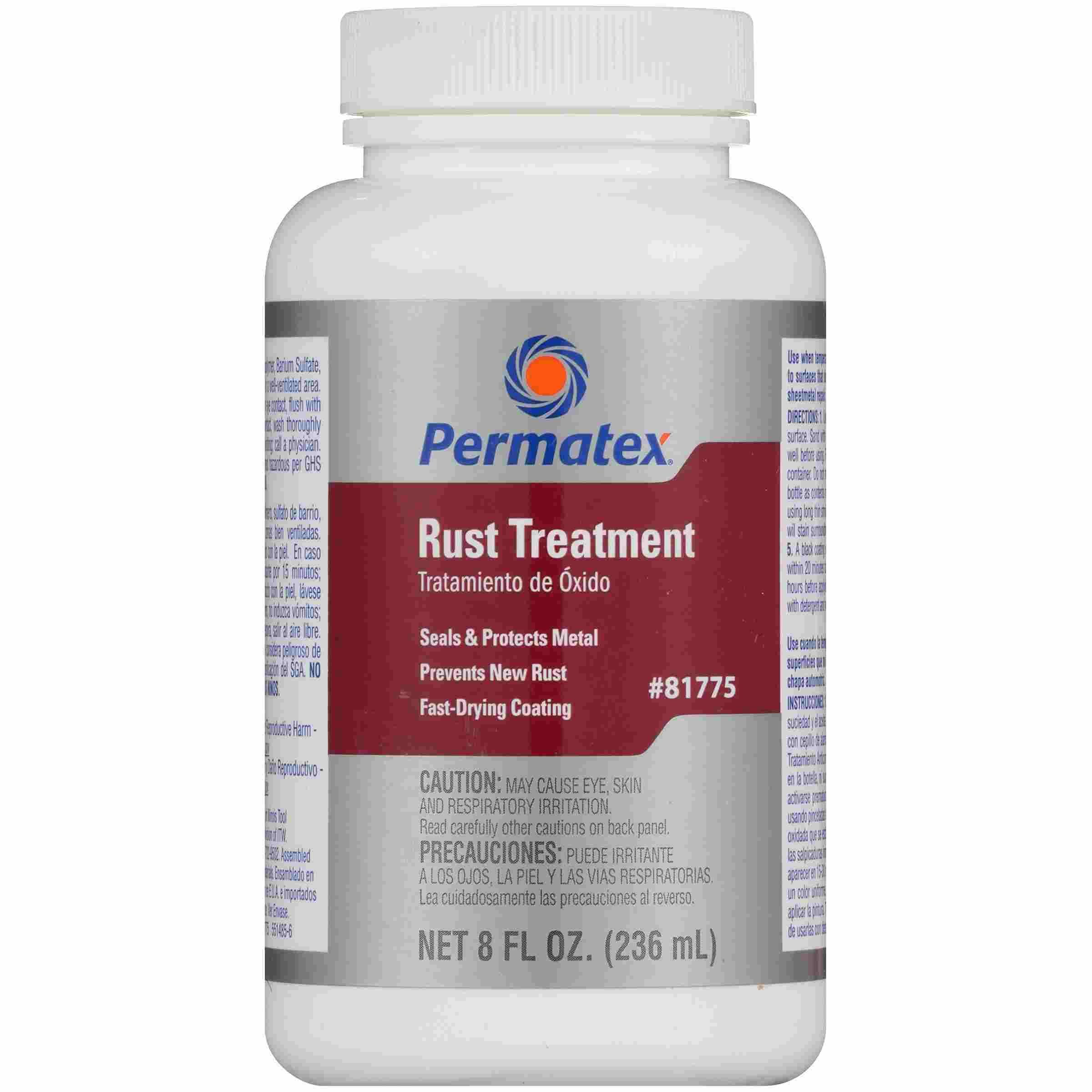 Permatex Rust Treatment (Body Filler Compatible), 8 fl oz bottle, Each