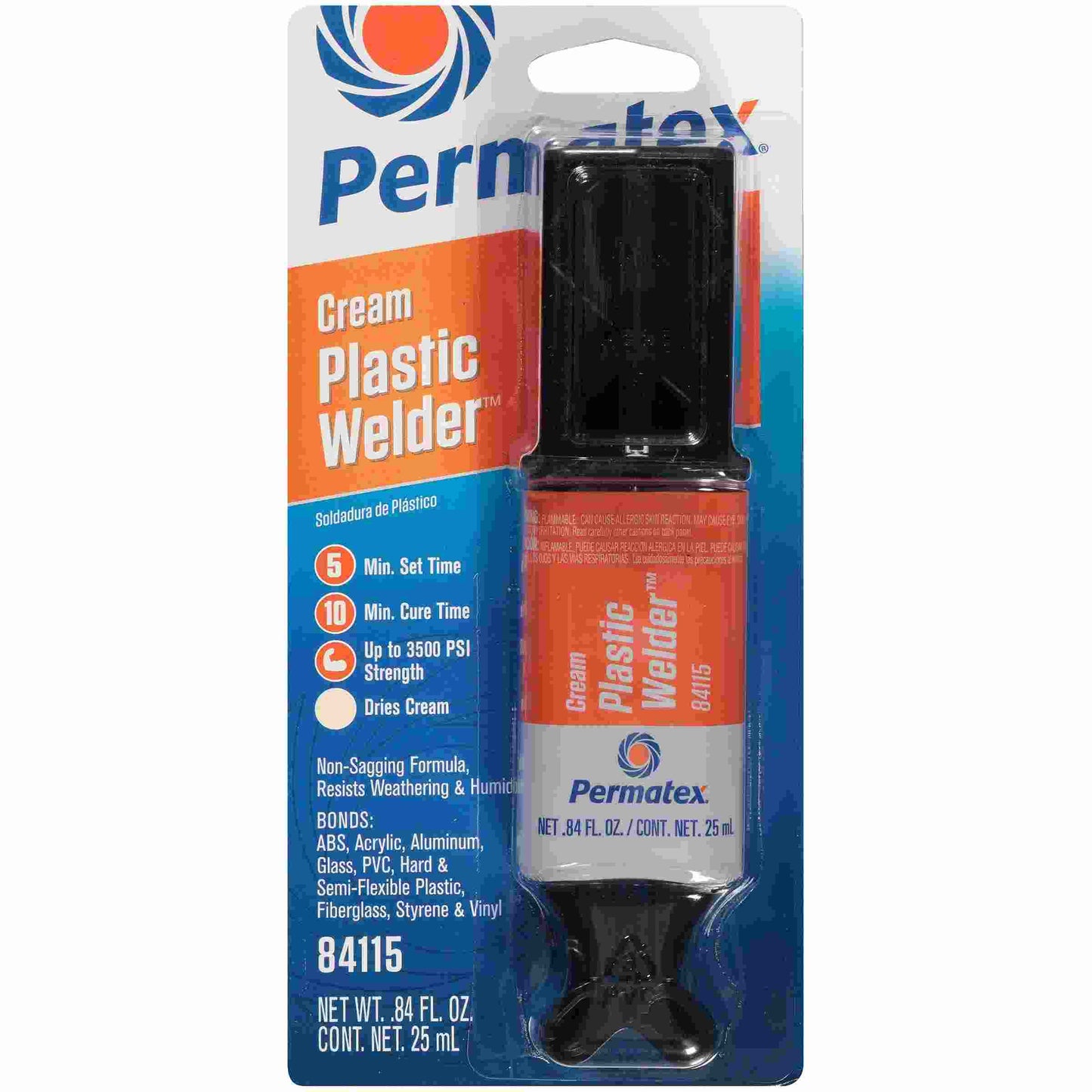 Permatex PERMAPOXY 5 Minute Plastic Weld -- Cream, .84 fl oz dual
