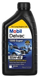 Mobil Oil Delvac (TM) 1300 Super, SAE 15W-40, 1 Quart Bottle, Single