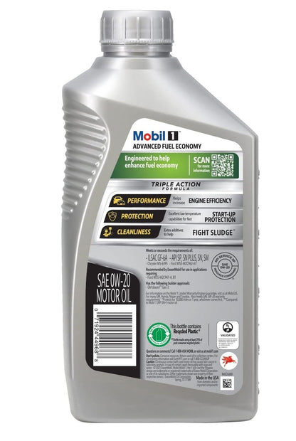 Mobil 1 0W20 AFE Oil Case 6x1 Qt Dexos MOB124184