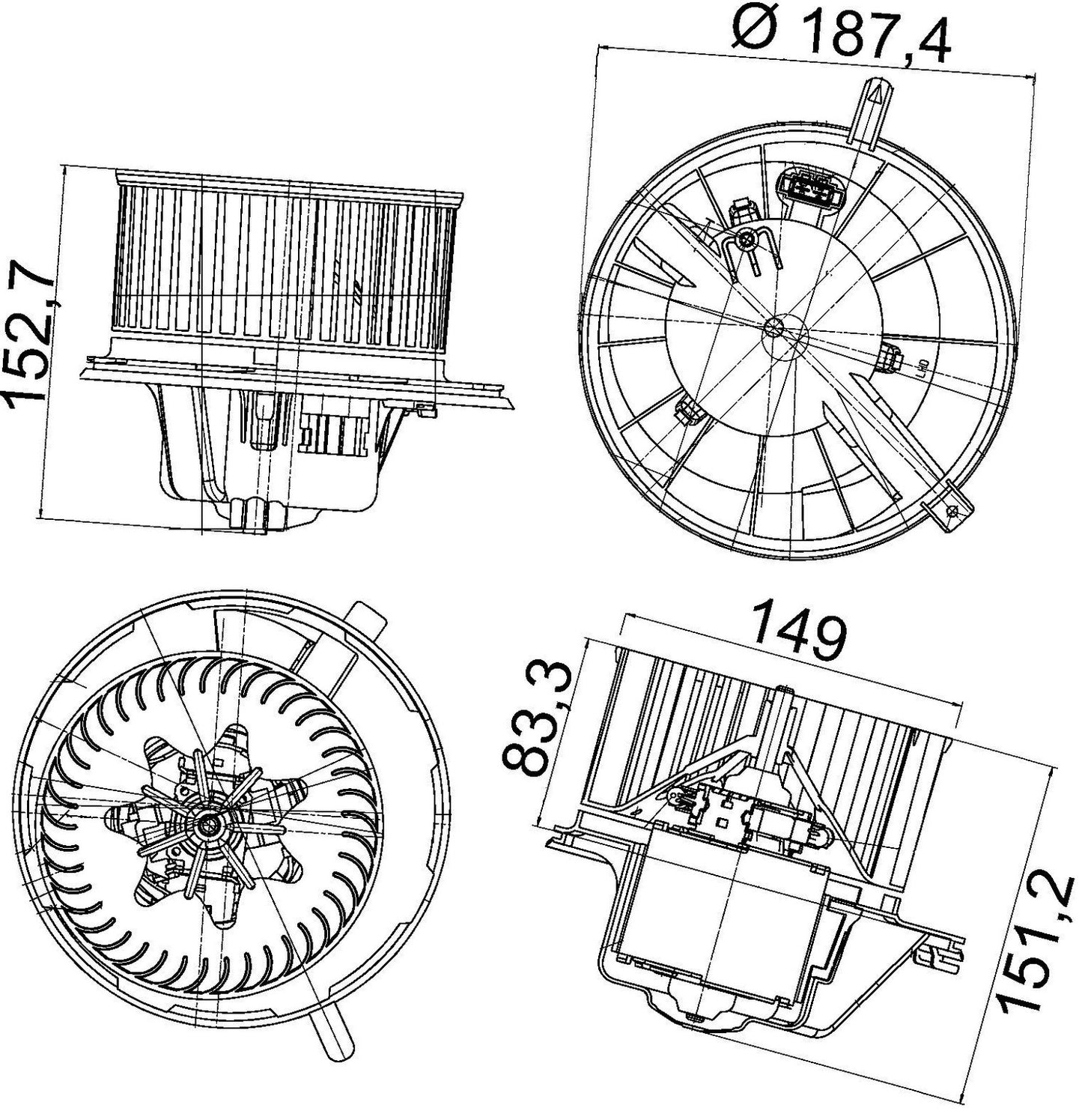 MAHLE Behr HVAC Blower Motor 351043211