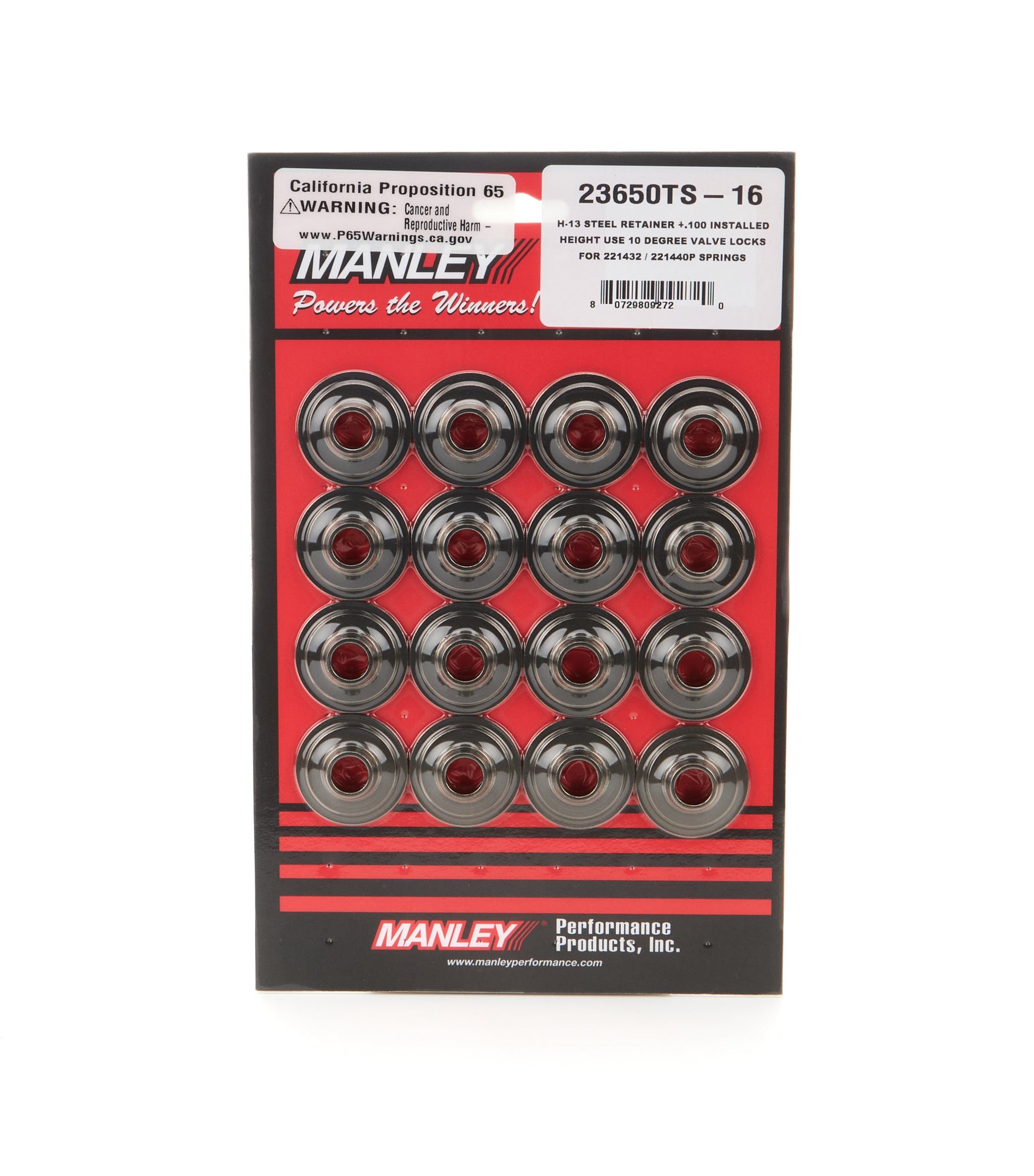 Manley Lightweight 16pc H-13 Tool Steel Retainers 1.440in OD for Manley 221432/221440P 23650TS-16