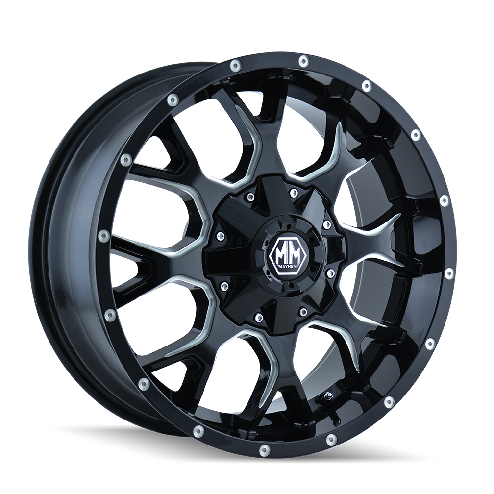 Mayhem 8015 Warrior 17x9 / 8x170 BP / 18mm Offset / 125.2mm Hub Gloss Black Milled Wheel 8015-7970M18
