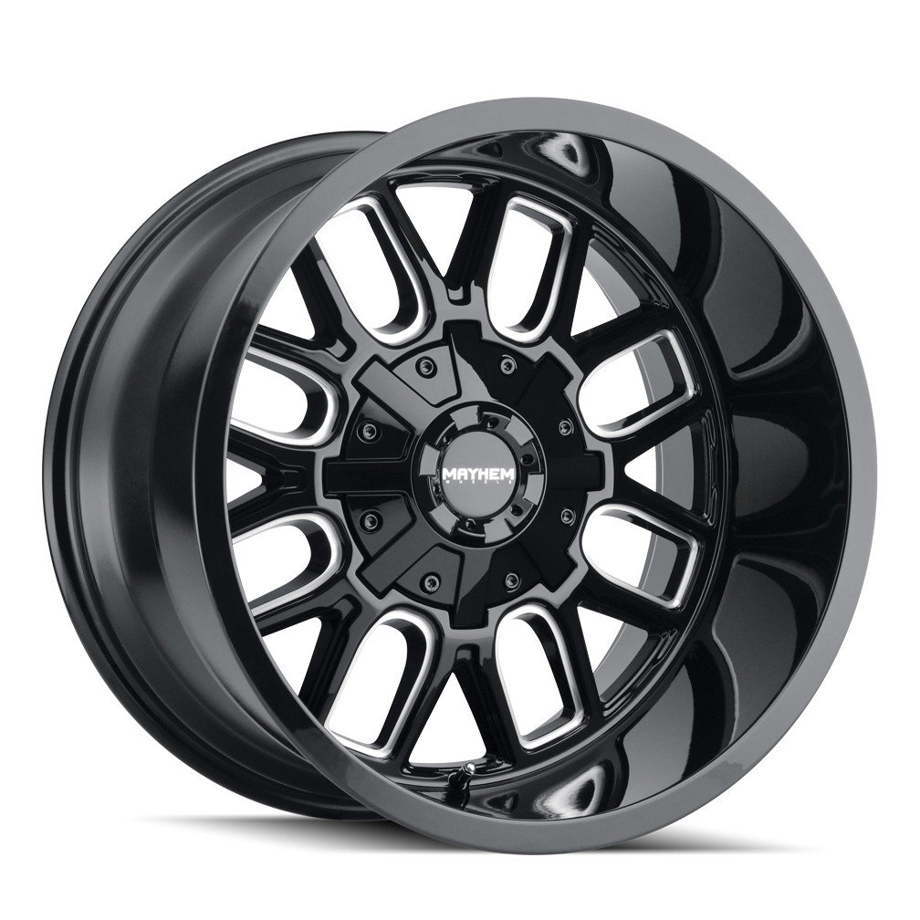 Mayhem 8107 Cogent 20x9 / 8x170 BP / 0mm Offset / 125.2mm Hub Gloss Black Milled Wheel 8107-2970BM