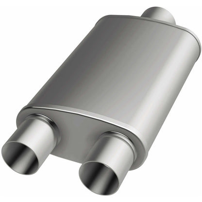 MagnaFlow Exhaust Products Stainless Muffler Single 2.5in In Dual 2.25in Out MAG12580