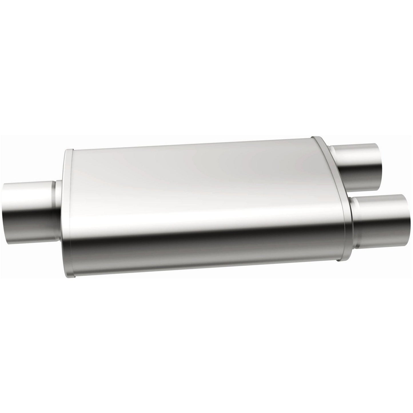 MagnaFlow Exhaust Products Stainless Muffler Single 2.5in In Dual 2.25in Out MAG12580