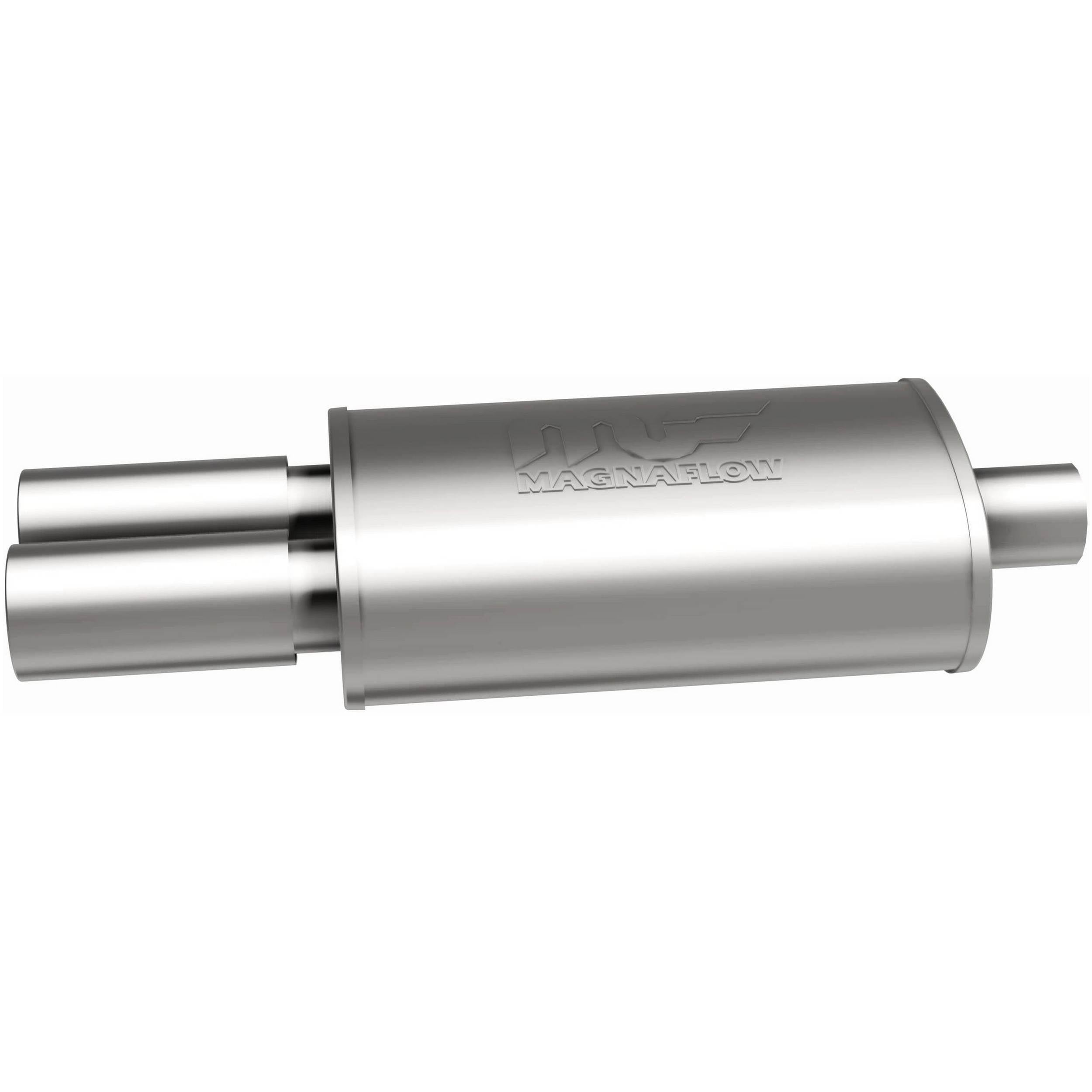 MagnaFlow Exhaust Products Stainless Muffler 2.25in In / Dual 3in Tips Out MAG14815