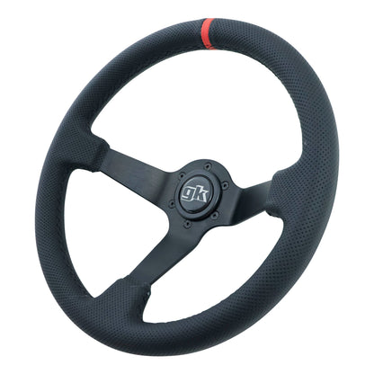 GKTech Steering wheel 350mm Deep dished perforated leather