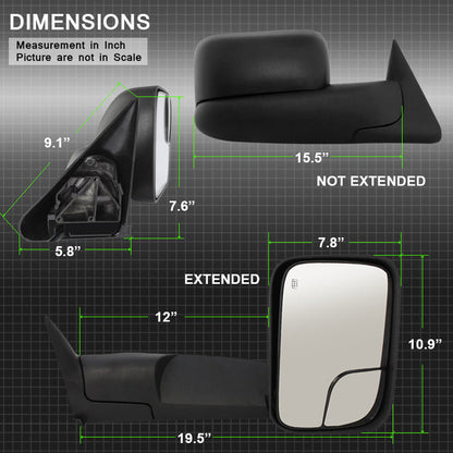 SPYDER Xtune Dodge Ram 98-01 Manual Extendable Power Heated Adjust Mirror Right MIR-DRAM98-PW-R 9932809