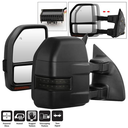 SPYDER xTune 08-15 Ford F-250 SD Heated Adj LED Signal Power Mirror - Smk (MIR-FDSD08S-G4-PW-RSM-SET) 9943126