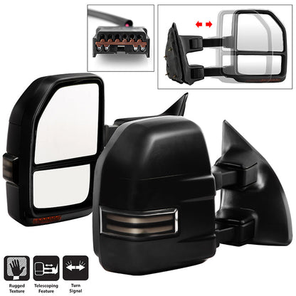 SPYDER xTune 99-07 Ford Super Duty LED Telescoping Manual Mirrors - Smk (Pair) (MIR-FDSD99S-G4-MA-RSM-SET) 9943140