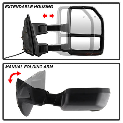 SPYDER xTune 99-07 Ford SuperDuty Heated LED Telescoping Pwr Mirrors-Smk (Pair) (MIR-FDSD99S-G4-PW-RSM-SET) 9943157