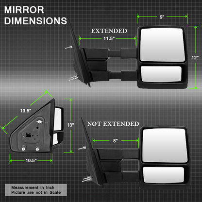 SPYDER Xtune Pair Ford Superduty 04-14 Manual Telescoping Mirrors MIR-FF15004-MA-SET 9935350