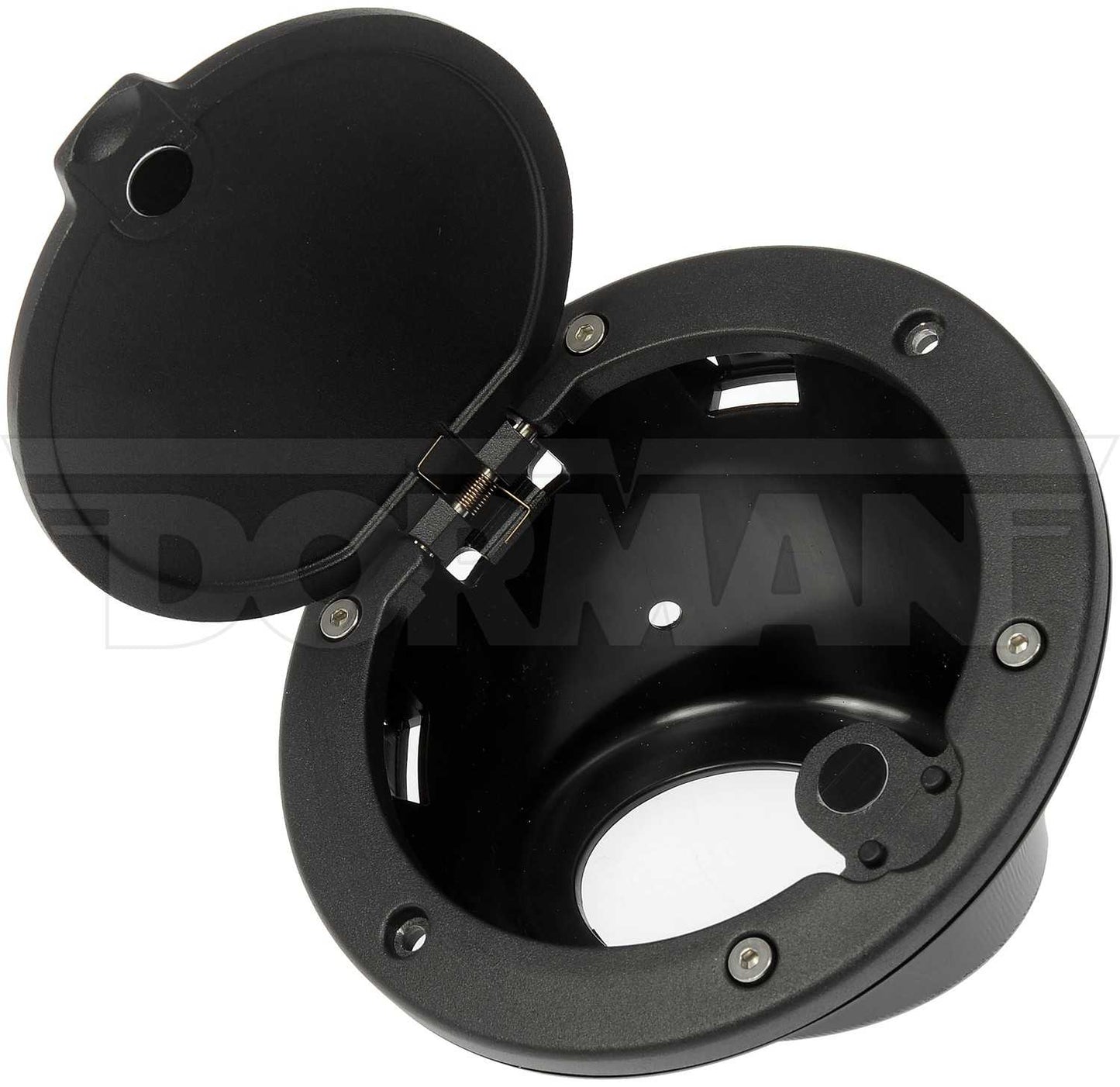 Dorman Fuel Filler Door Kit with aluminum lid and stainless hardware for 2007-2017 Jeep Wrangler 47344