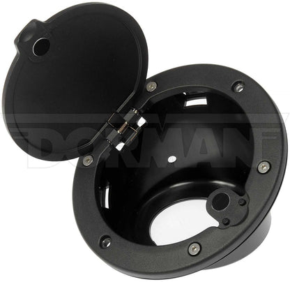 Dorman Fuel Filler Door Kit with aluminum lid and stainless hardware for 2007-2017 Jeep Wrangler 47344
