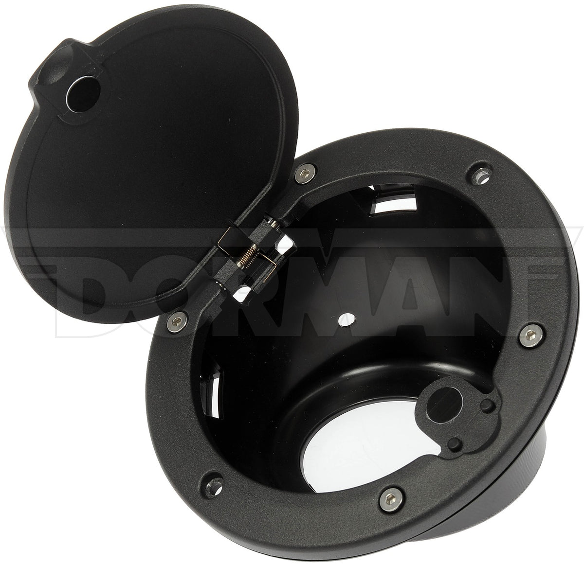 Dorman Fuel Filler Door Kit with aluminum lid and stainless hardware for 2007-2017 Jeep Wrangler 47344