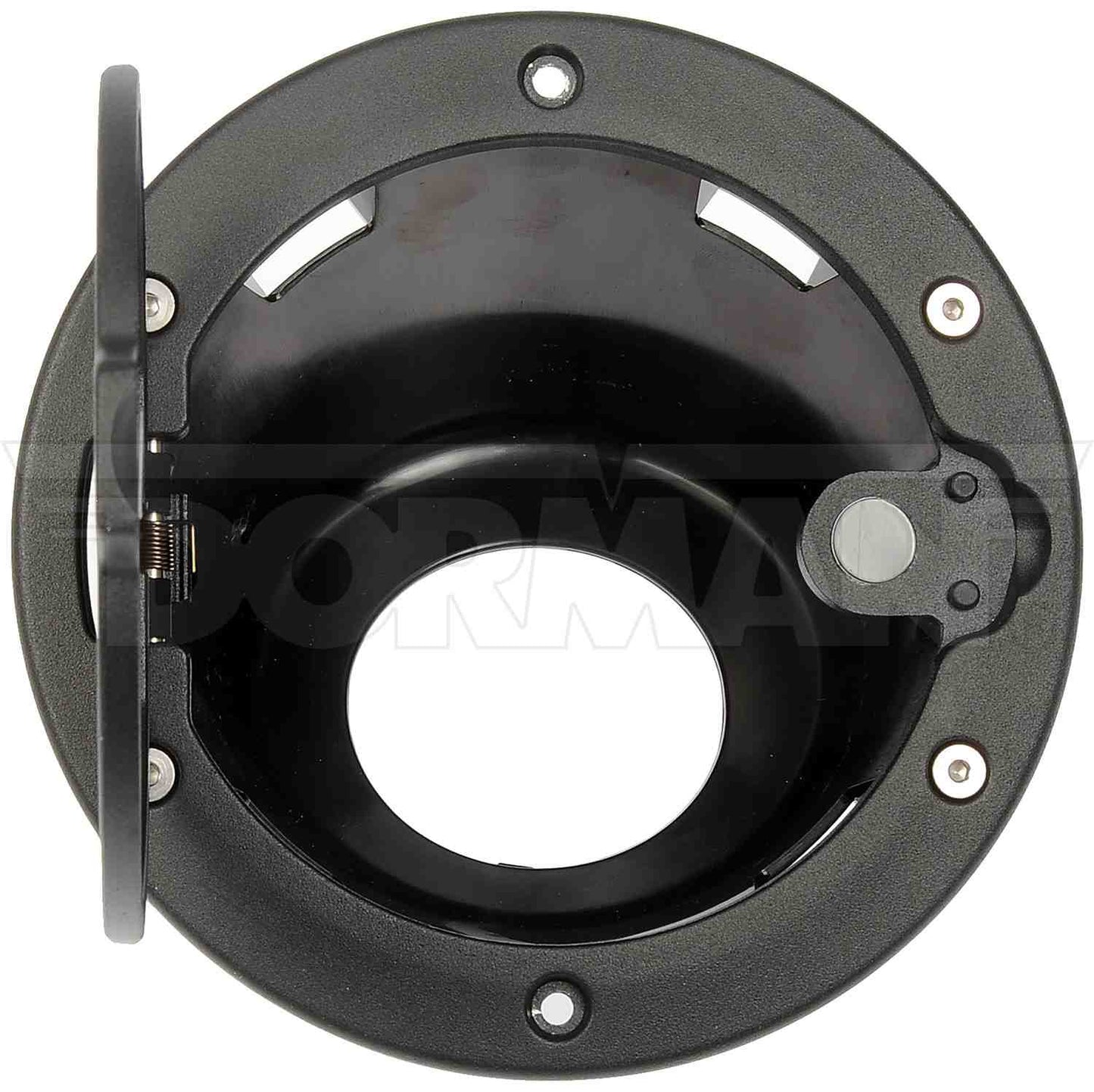 Dorman Fuel Filler Door Kit with aluminum lid and stainless hardware for 2007-2017 Jeep Wrangler 47344