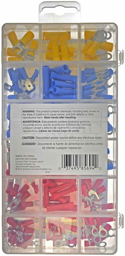 Dorman Conduct-Tite 175 Piece Terminal Assortment 22-10 Gauge with Sorted Storage for Electrical Repair 85694