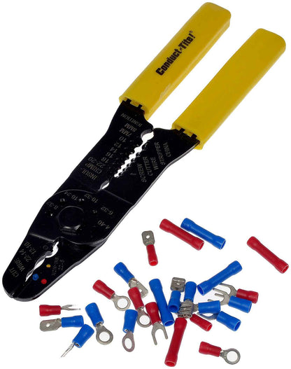 Dorman Conduct-Tite Heavy Duty Crimper and Terminal Kit with 25 Quick Splice Connectors 86690
