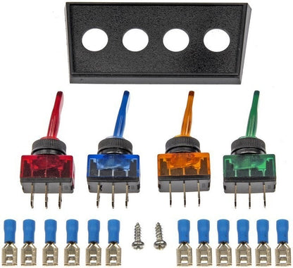 Dorman Conduct-Tite 4-Switch Toggle Kit with Red Blue Amber Green Levers for Electrical Accessories 86922