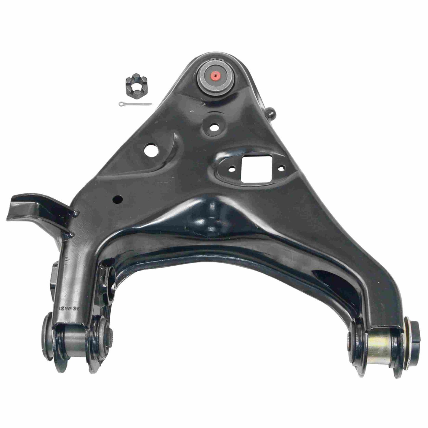 Moog Control Arm, Replacement, Steel, Black, Front Lower Passenger Side,